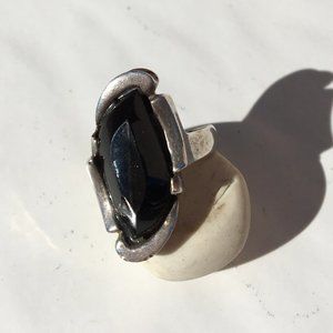 Black Agate ring in sterling silver